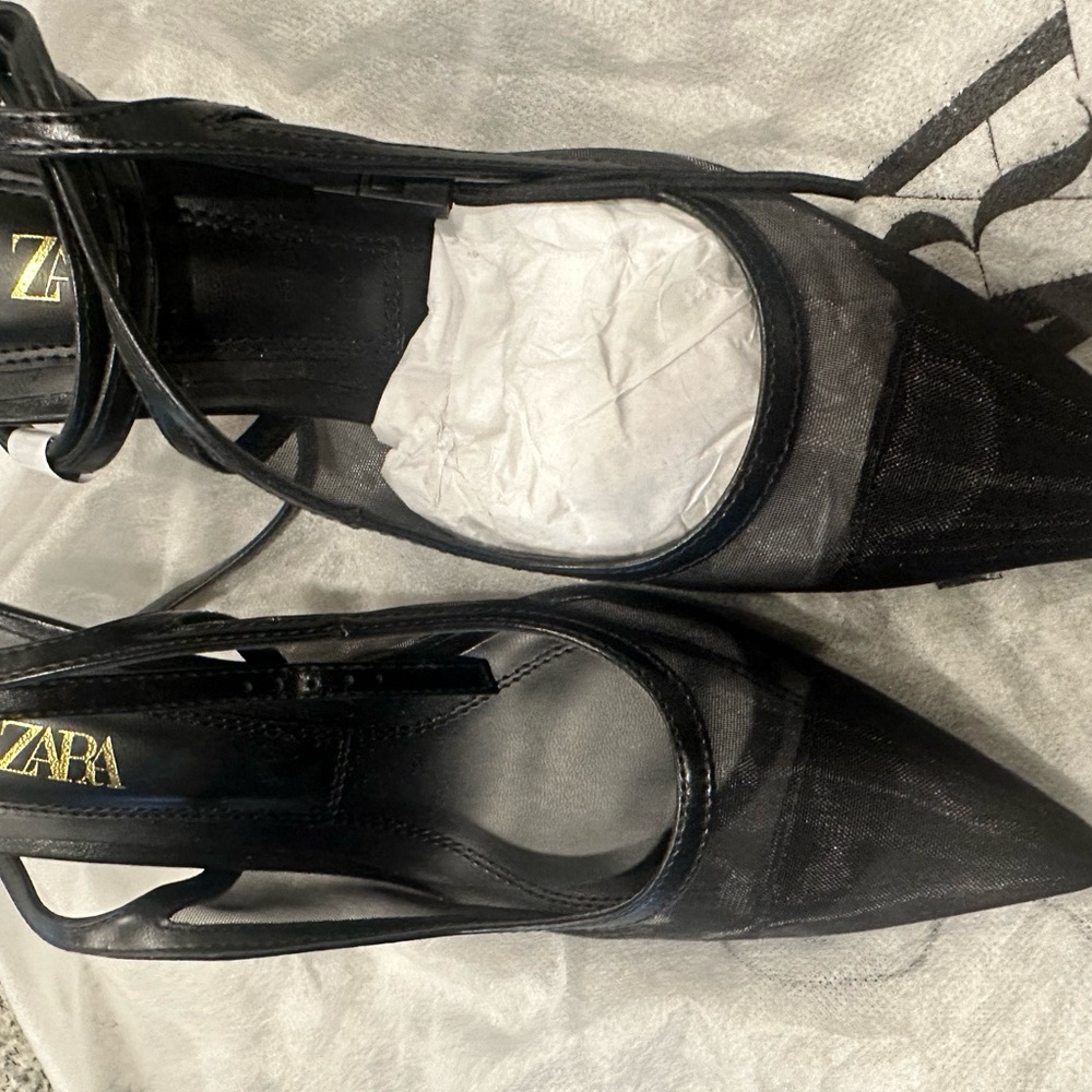 Zara Black Mesh Heels